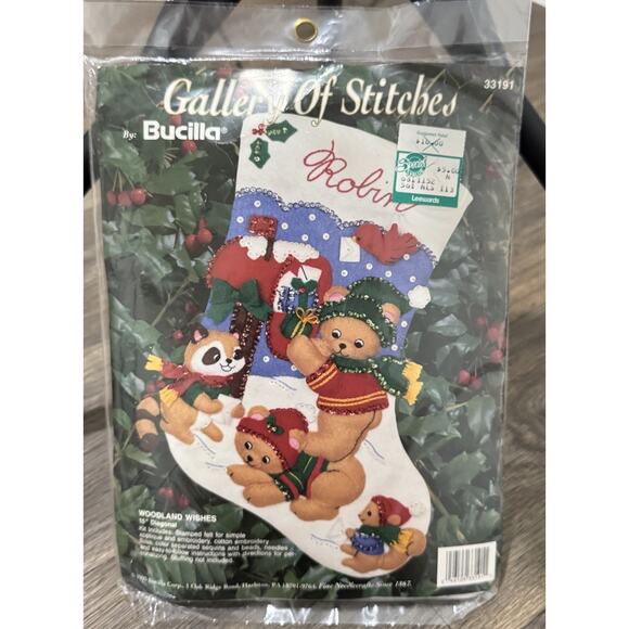 Bucilla Gallery of Stitches "Woodland Wishes" Christmas Felt Stocking Kit 33191 - Picture 1 of 6
